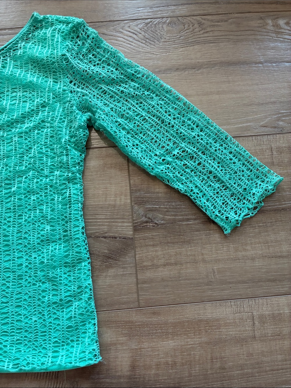 Peck & Peck Mint Green Crochet Scoop-Neck Top Size S - Picture 3 of 8